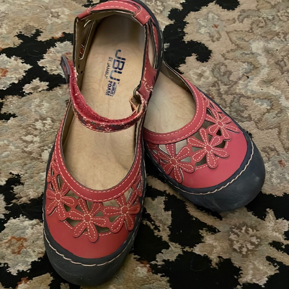 RED—Velcro strap MaryJane flats *(also in BLACK*)see copy of listing
